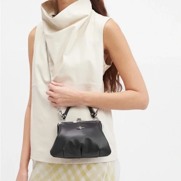 Vivienne Westwood: Kisslock Saturn Logo Mini Emma Granny Frame Crossbody Bag - Picture 5 of 16